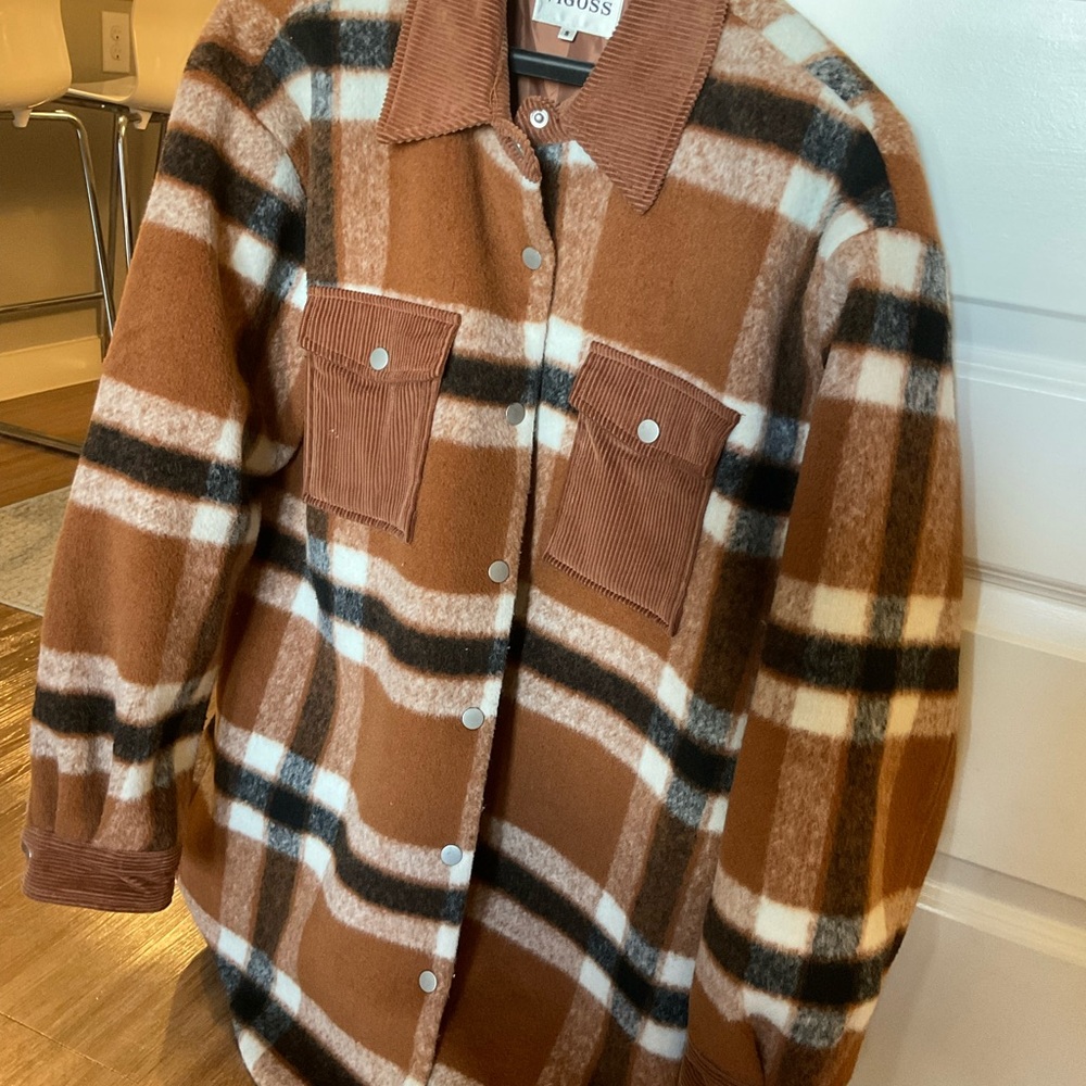 Vigoss Tan and Black Plaid Jacket